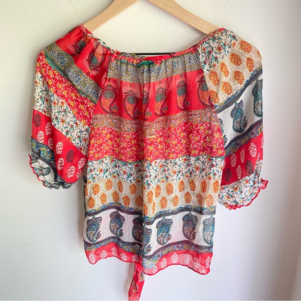Rue 21 bohemian flowy multicolored paisley top - size S - Picture 4 of 5